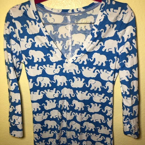 Lilly Pulitzer cotton t shirt Dress Tusk In Sun Bay Elephant Print size XXS - Picture 5 of 10